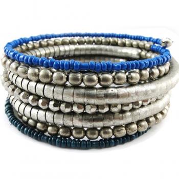 Les Trésors De Lily: Aged Silver “Altaï” Blue Bracelet (Model J1153)