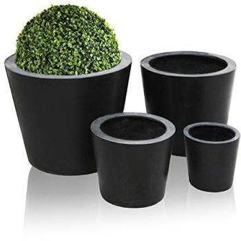Primrose 170-Liter Polystone Circular Garden Planter – 60 cm, Matte Black