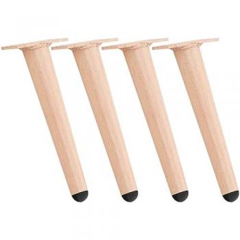 Patas de madera marrón claro 26 cm, kit de 4 unidades