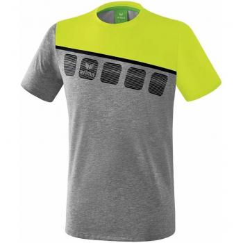 Erima 5-C Herren T-Shirt Grau Melange/Lime Pop/Schwarz XXL