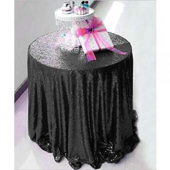 Nappe Ronde à Paillettes Brillantes Noir