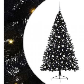 Sapin de Noël Noir 240 cm avec Lumières Intégrées