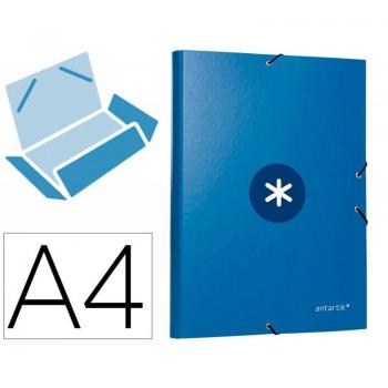 Cartera de papel A4 Azul Marinos con tres solapas y goma Antartik