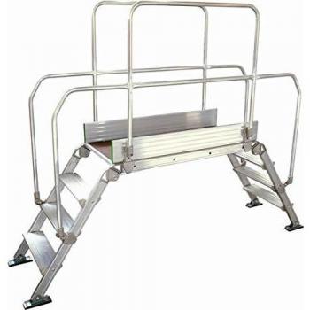 Kaiser Kraft Alu-Leiternüberstieg 200 kg, 8 Stufen, Plattform 90x53 cm