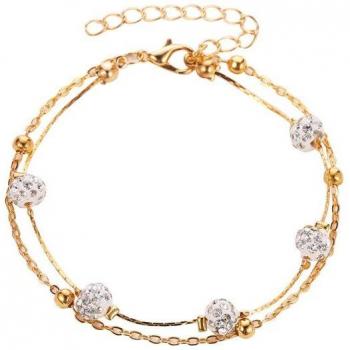 Round Beaded Gold Anklet