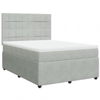 VidaXL Boxspringbett Hellgrau 140x200 cm mit Samtmatratze