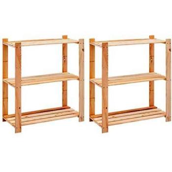 VidaXL 3-Tier Storage Shelves 2 pcs 80x38x90 cm Solid Pinewood 150 kg