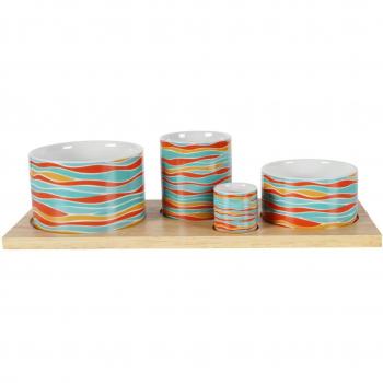 Table Passion Service apéritif 4 pièces rectangulaire Alizé Multicolore