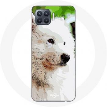 White Case for Oppo A93 with Samoyed Dog Design