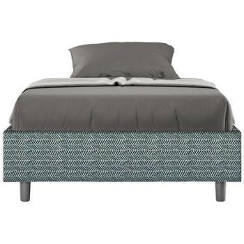 Letto Imbottito 1,5 Pz. con Rete 120x190 Blu Tessuto Aragona Azelia