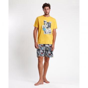 Pijama amarillo de hombre Disney con personajes de cómic
