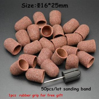 50pcs Nail Sanding Bands and 1 Nail Grip for Manicure Pedicure Electric Drill