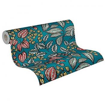 Papier Peint Floral Bleu Canard