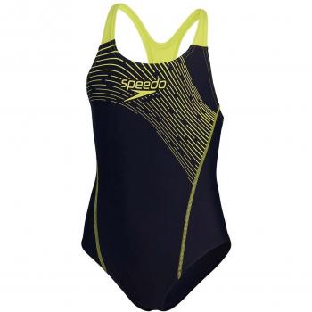 Medalist Logo Speedo Swim Set – True Navy/Lemon Drizzle, Kids 5‑6 Years (Girls)
