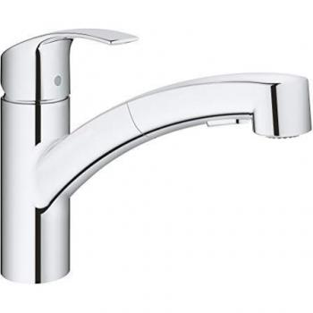 Grohe Eurosmart 1/2 single lever sink mixer with pull-out spray hose, chrome finish
