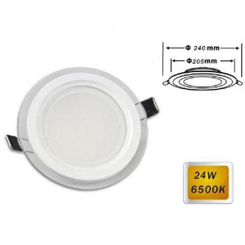 Panel LED tierno con encaje de vidrio circular, 24 W, rango de color 3000 K a 6500 K, SKU P‑205ET
