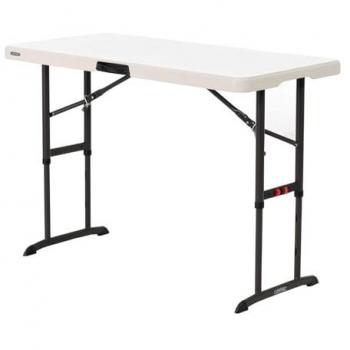 Lifetime 48‑Inch Foldable High‑Top Table – Adjustable Height, Cream Resin