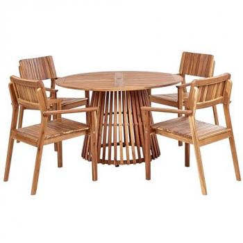 Série AGELLO – ensemble extérieur table + 4 chaises, bois d’acacia blanc