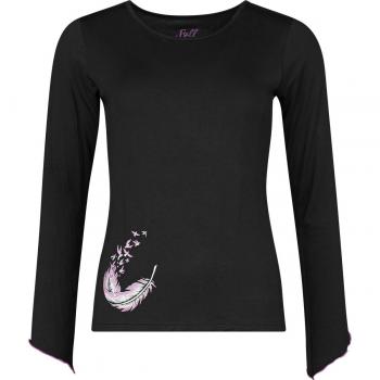 T‑shirt gothique « Full Volume by EMP » – Longs manches, Aile et Plume – S à XXL – Femme – Noir