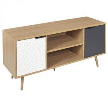 Meuble TV Altobuy Krak – Bois Craquelé Blanc, 120x39x56 cm