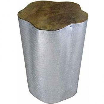 Table Tronc en Teck et Tôle d'Aluminium
