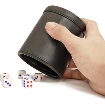 Taza de Juego de Dados de PU Negra (Sin Bandeja ni Dados)