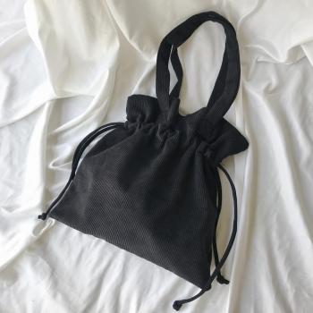Corduroy Eco Tote – Women's Large Capacity Canvas Shoulder Bag with Drawstring