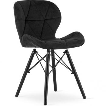 Silla LAGO Velvet – Color Oscuro, Patas Negras