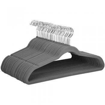 Yaheetech 100 Stück Kleiderbügel grau mit Anti-Rutsch-Oberfläche