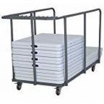Set di 18 Tavoli Pieghevoli da 180 cm con Carrello di Trasporto