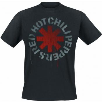 Red Hot Chili Peppers Stencil Black T-Shirt Black M, 100% Cotton, Regular