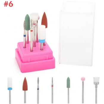 Herramientas de Manicura: Brocas 7 Unidades + Cepillo