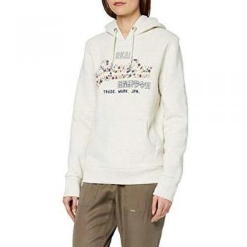 Superdry Hoodie Floral Infill V Logo Talla XXS Beige