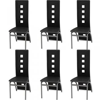 VidaXL Black Faux Leather Dining Chair Set of 6