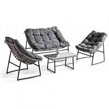 Salon de jardin rectangulaire Solys gris 135 x 75 x 86 cm