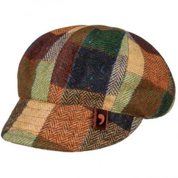 Alfonso D'Este Women's Beige-Green Wool Check Cap