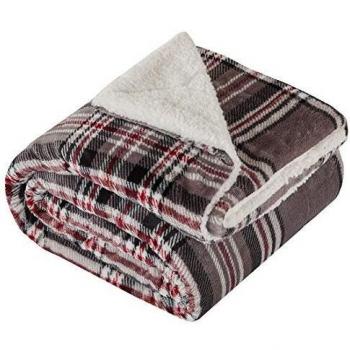 Plaid-Grey Micro Velour Throw Blanket