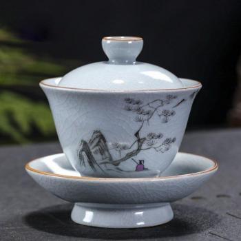 Ru Brennofen Gaiwan Porzellan Kung-Fu Tasse Sancai Teetasse Handarbeit