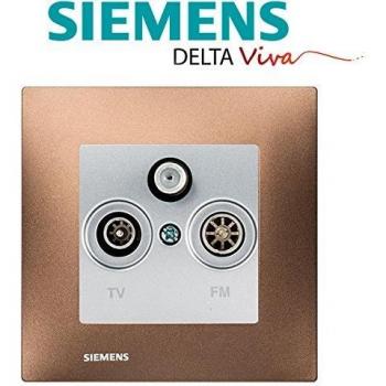 Prise TV FM SAT Silver avec Plaque Métal Marron