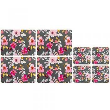 Grey Gardenia Design Placemats & Coaster Collection