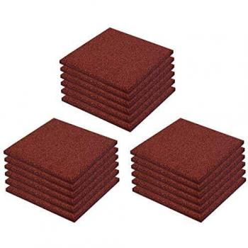 VidaXL Red Safety Rubber Tiles 18 pcs 50x50x3 cm