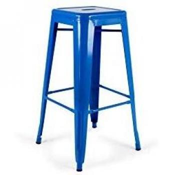 Sgabello bar blu in metallo lucido