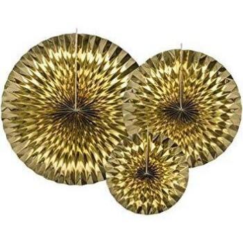 Papierrosette Deko Gold 23‑40 cm, 3‑er Set – Partydeko