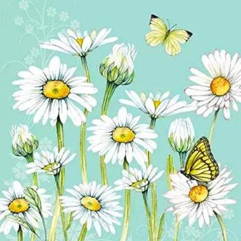 Europe Daisy Green Handkerchief Napkin – 33×33 cm