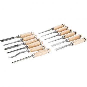 Kit de sculptage Silverline : 12 ciseaux à bois (200 mm) en acier carbone