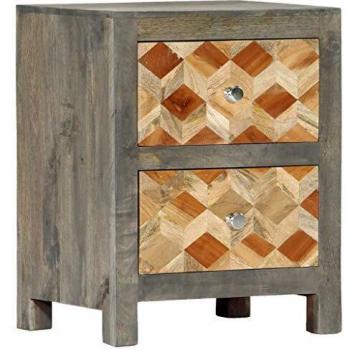 Sonata Nightstand, Grey, 40x30x50 cm, Solid Mango Wood