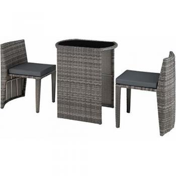 Salon de Jardin Encastrable 2 Chaises 1 Table Verre