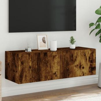 VidaXL Stylish Smoked Oak TV Cabinet with LED Lights 100x35x31 cm