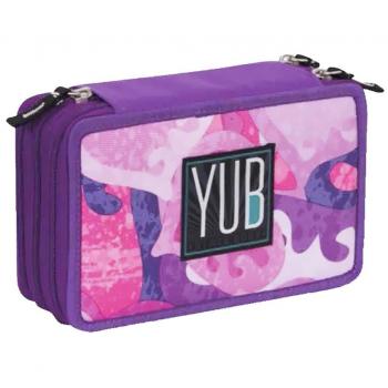 Estuche Yub Murales 3 Cremalleras Violeta Rosa