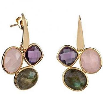 Pendientes Dreams semi-largos Vidal & Vidal con gemas multicolor